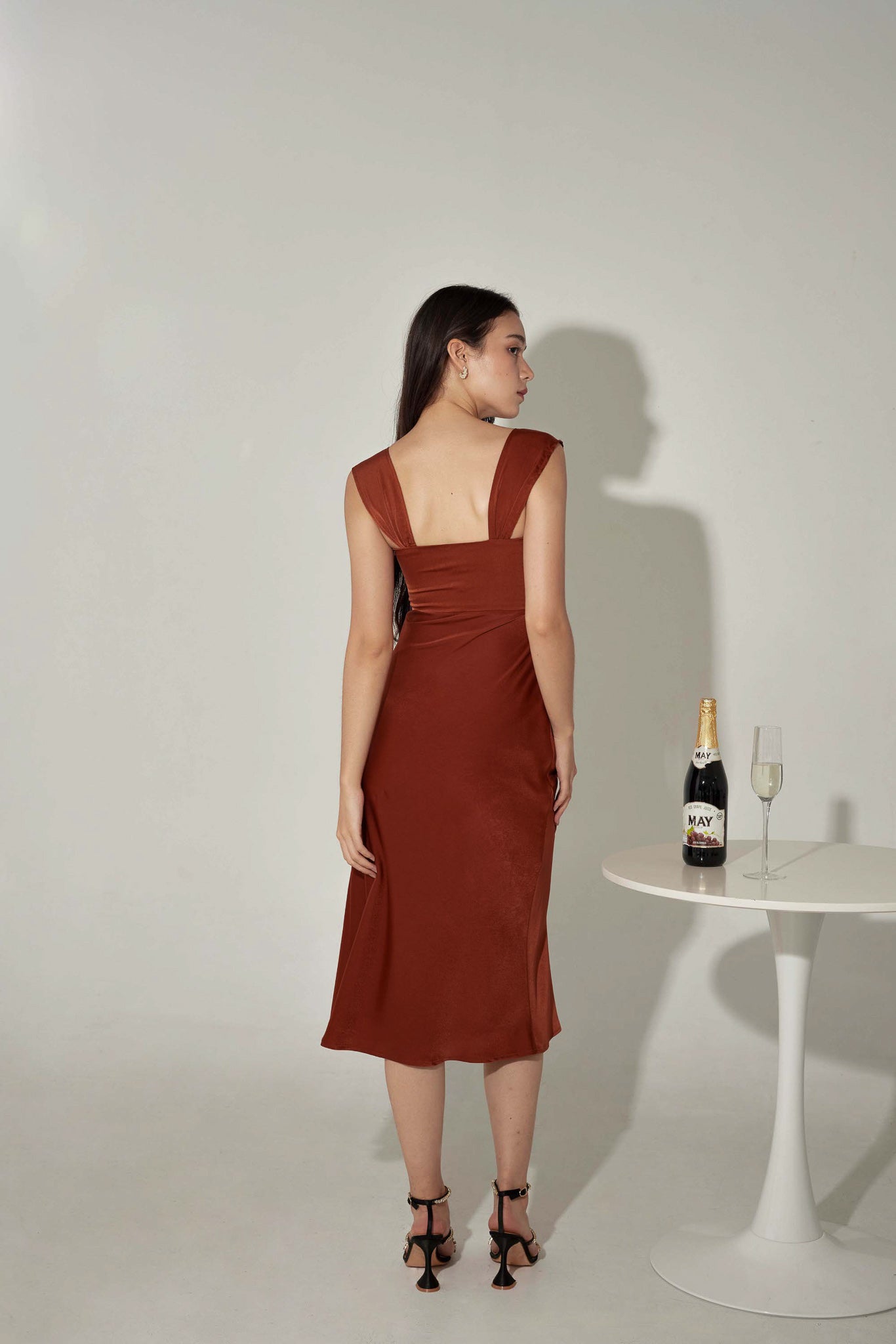 Lola Padded Satin Midi (Rust)