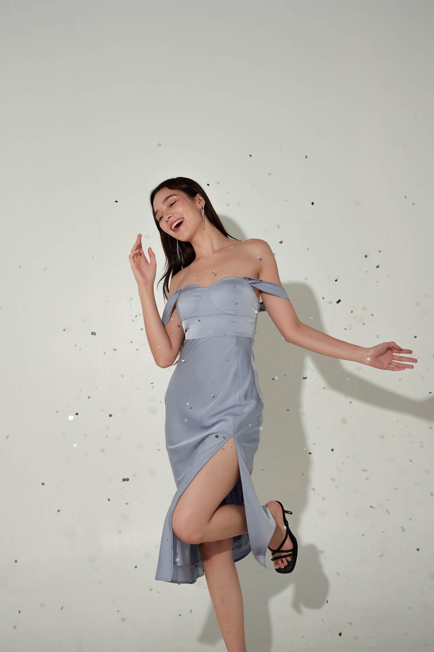 Lola Padded Satin Midi (Mist)