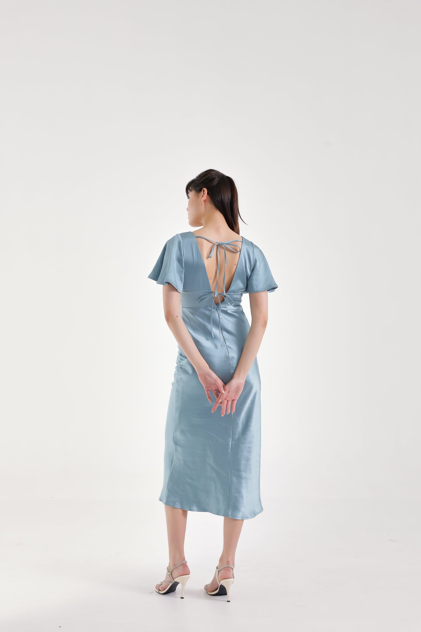 Lauren Padded Satin Midi (Aqua) - XS, S