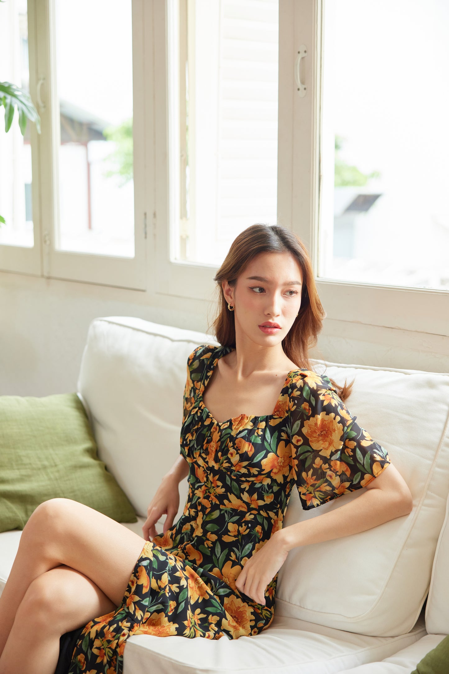 Delilah Floral Midi (Black) - XS, S