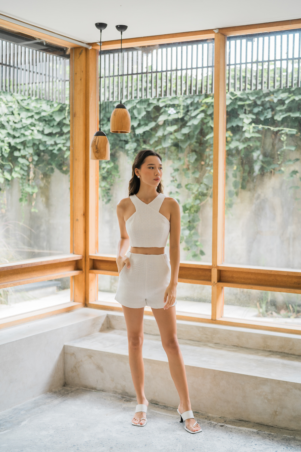 Harper Tweed Cross Top (White)