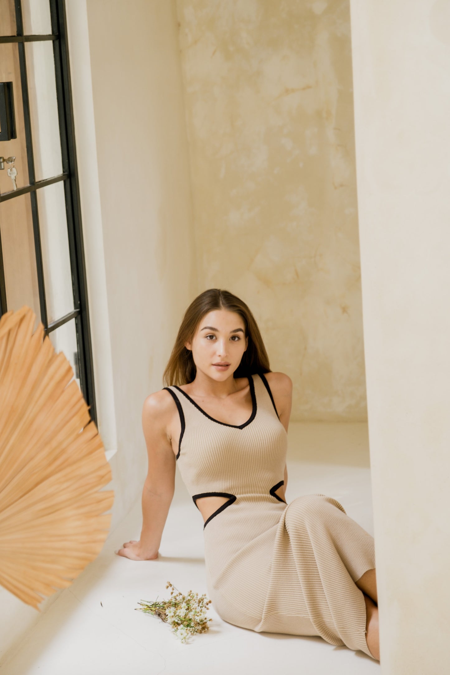 Kellie Ribbed Cut-out Knit Midi (Clay)