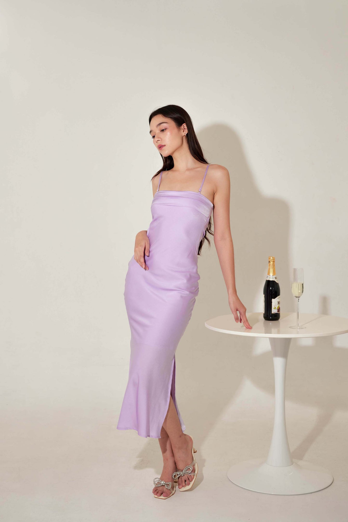 Lily Satin Midi (Lilac)