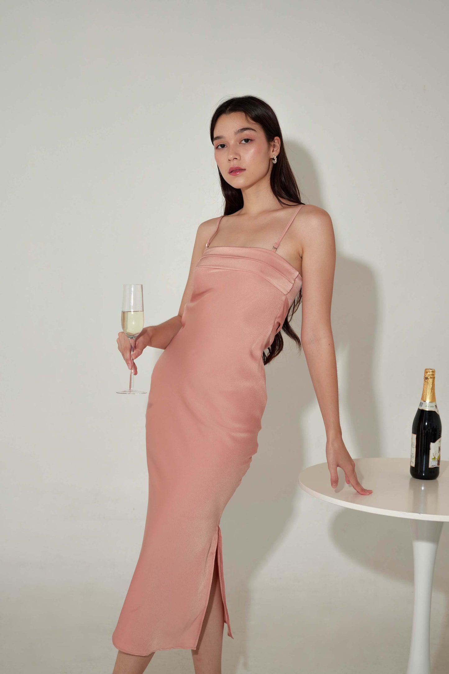 Lily Satin Midi (Coral)